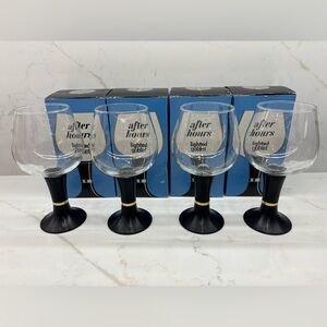 4 Rare Vintage After Hours Crystal Glassware Accalac Stemware Lighted Goblets
